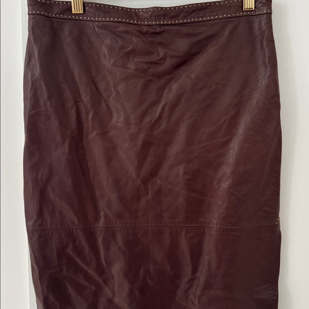 Ralph Lauren Sport Brown Leather Skirt Size 6